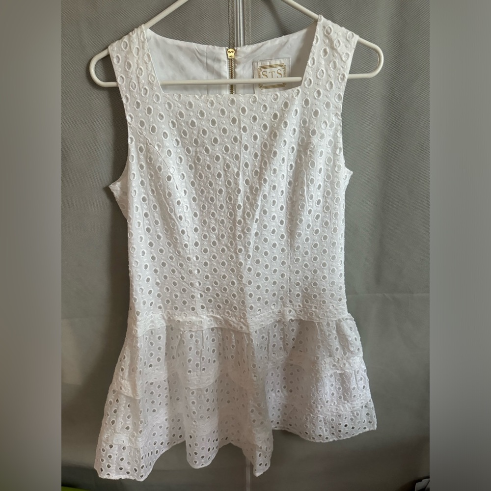 Sail to Sable 100% Cotton White Shift Dress with Cutouts
